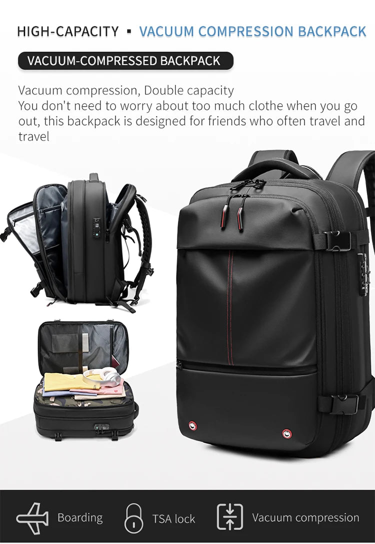 Men Travel Backpack vacuum compression 17 inch Laptop Backpacks Business Large Capacity school Backpack Expanded Hiking backpack