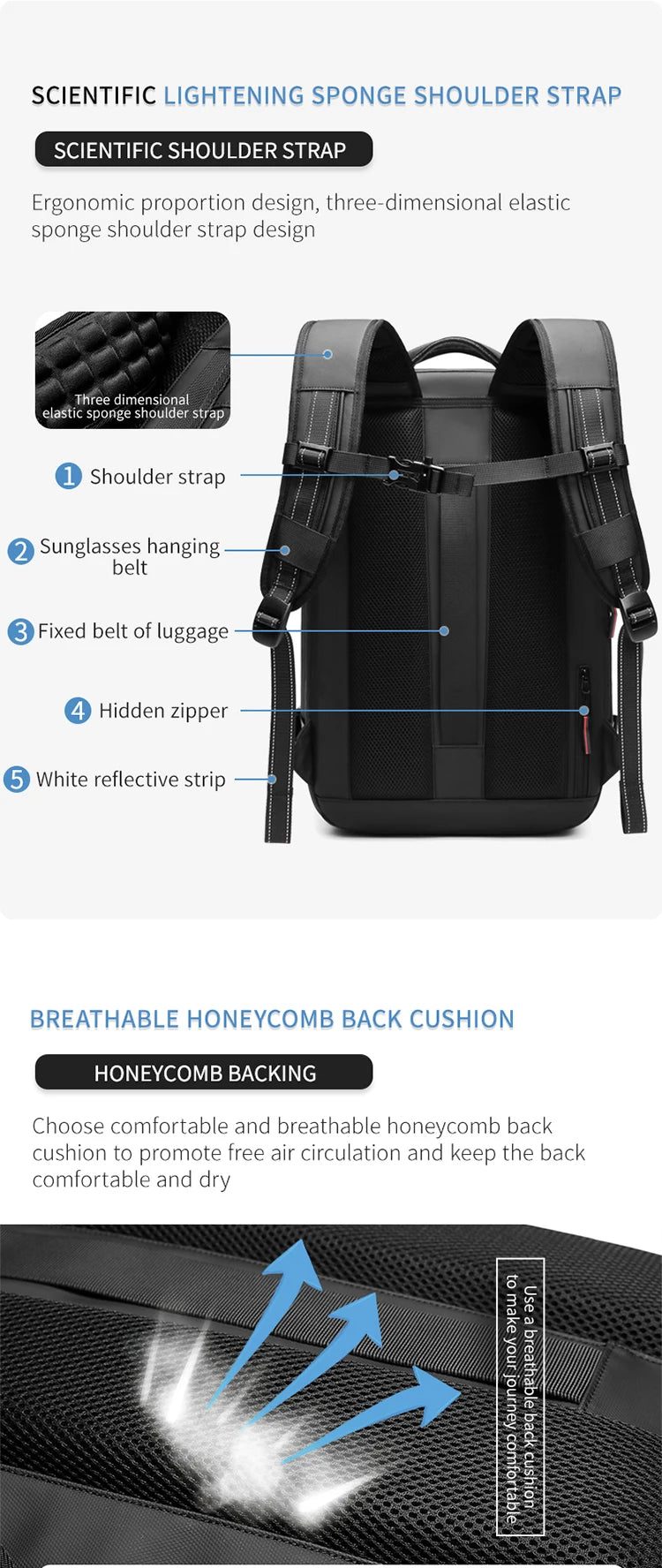Men Travel Backpack vacuum compression 17 inch Laptop Backpacks Business Large Capacity school Backpack Expanded Hiking backpack