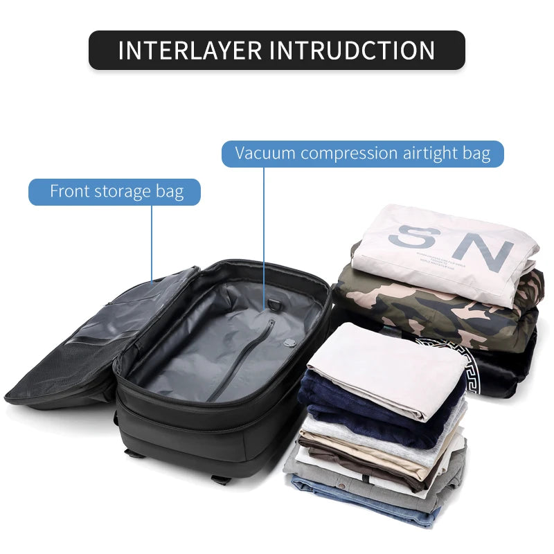 Men Travel Backpack vacuum compression 17 inch Laptop Backpacks Business Large Capacity school Backpack Expanded Hiking backpack