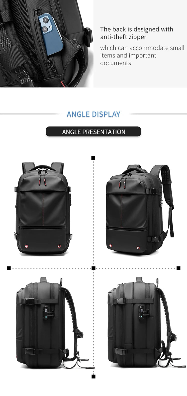 Men Travel Backpack vacuum compression 17 inch Laptop Backpacks Business Large Capacity school Backpack Expanded Hiking backpack